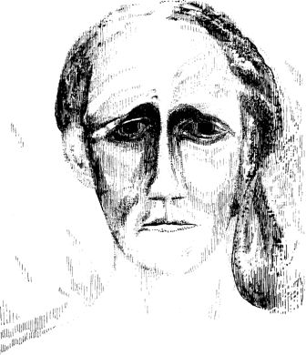 Gemalter Christus-Kopf aus der kleinen Kuppel 1918